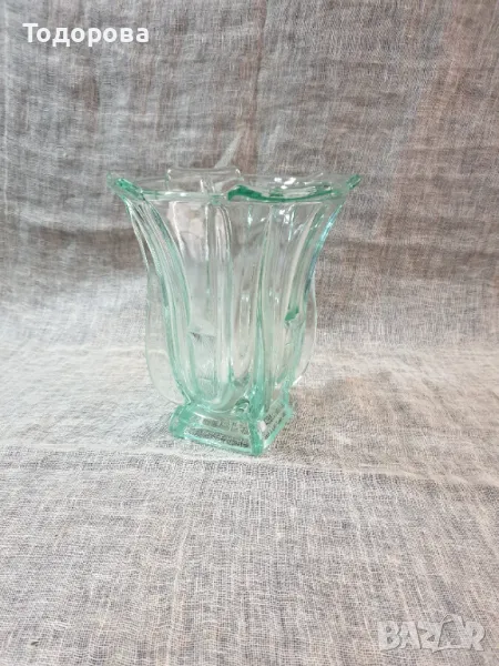 Голяма ретро ваза от дебело цветно стъкло, снимка 1