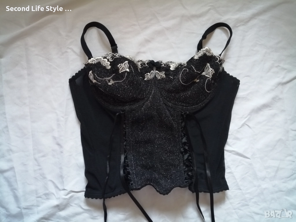 85C блестящ прозрачен корсет бюстие с бродерия цветя Milanni, снимка 1