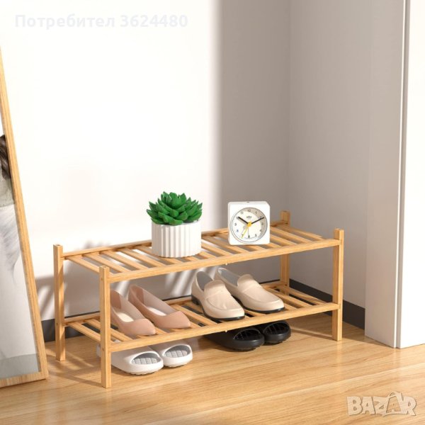 4064 Бамбукова етажерка за обувки две нива, снимка 1