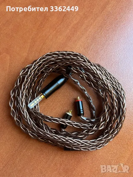 кабел за слушалки IEM Kbear 8 core copper plated, MMCX с 2,5 мм балансиран жак., снимка 1