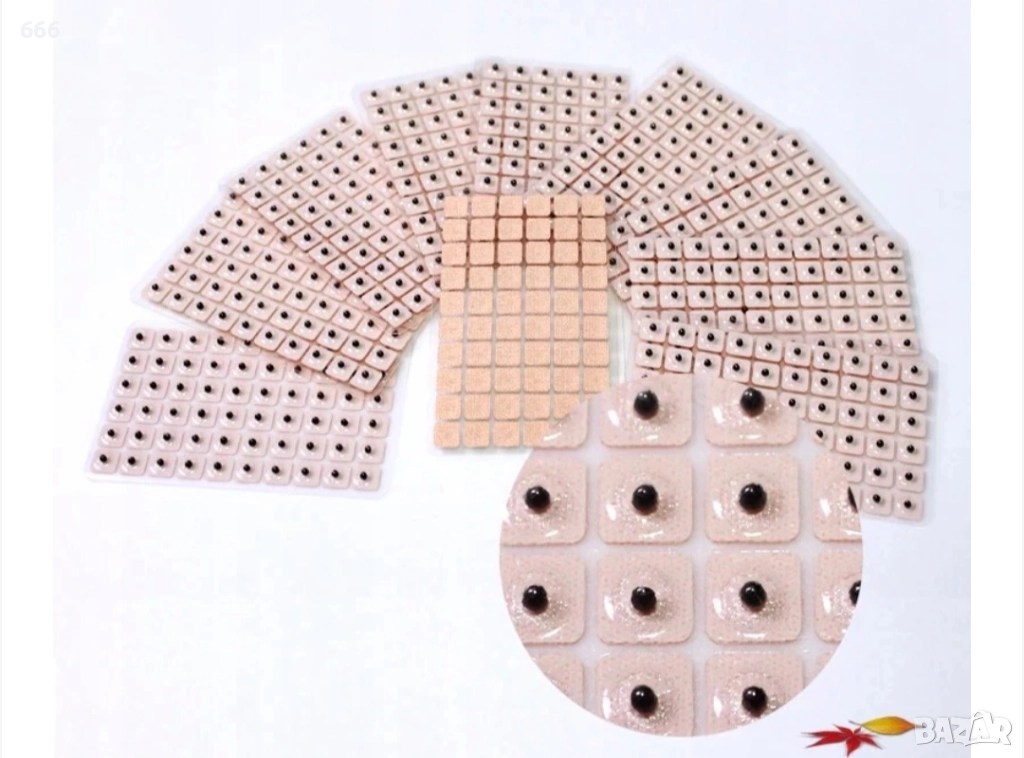 Комплект от 600 подложки за акупресура на ушите, 2 мм, Мигрена / Безсъние / Невралгия, Бежови, снимка 1