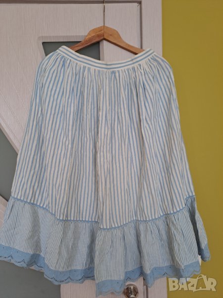 Лятна разкроена пола в бяло и синьо, снимка 1