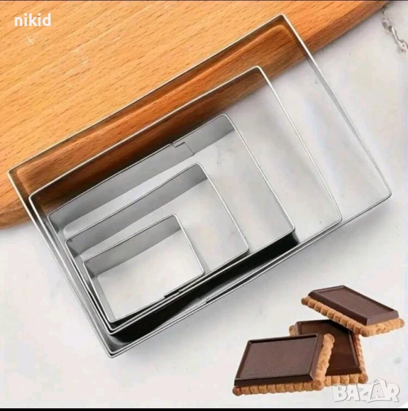 5 бр правоъгълник правоъгълници метална форма форми резец резци тесто сладки бисквитки , снимка 1
