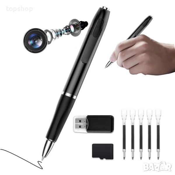 Нова шпионска камера в химикал, марка KEHZKCT 64GB чисто нова СД карта Адата включена в комплекта..., снимка 1