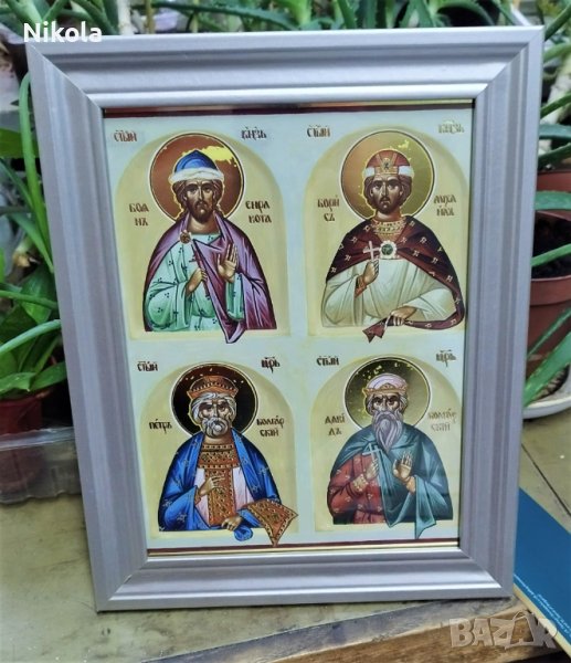 Икона на четирима български владетели Боян ,Борис I, Давид и Петър I, снимка 1