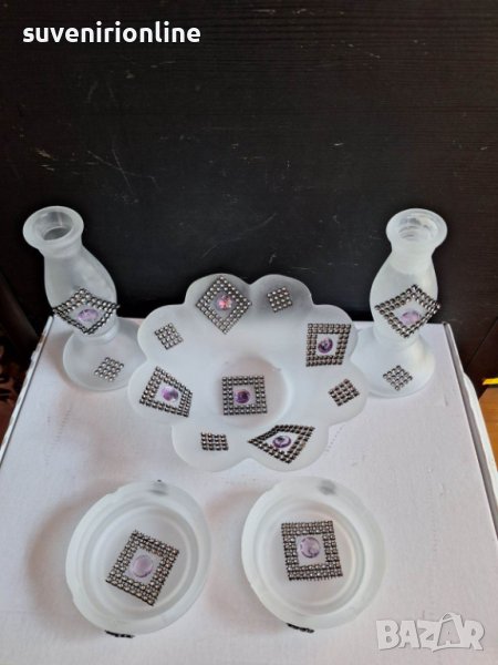 стъклен декоративен комплект, снимка 1