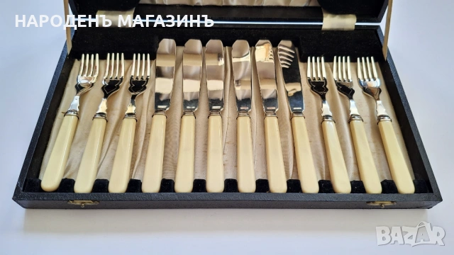 Английски посребрени прибори за хранене риба и за сервиране за 6 човека сервиз , снимка 2 - Други ценни предмети - 53738380