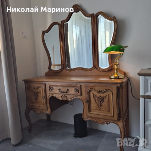 Античен спален комплект от масивен дъб – начало на 20 век, снимка 4 - Спални и легла - 52511889