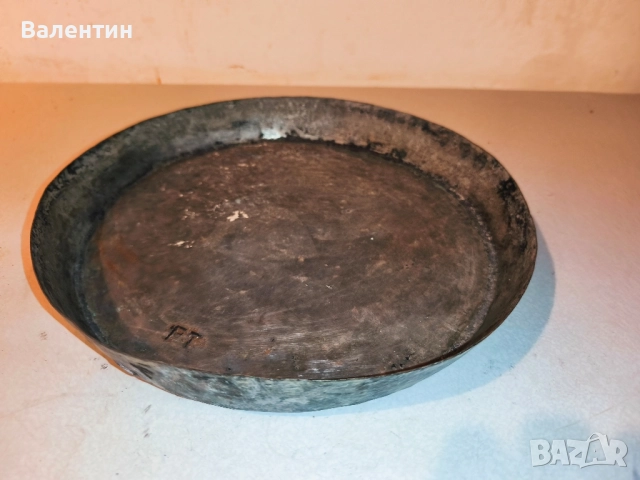 Старинна бакърена тава с ПЕЧАТ