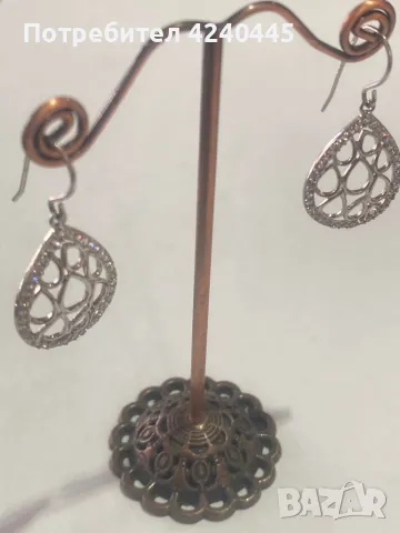 Висящи сребърни обеци, снимка 3 - Обеци - 50365136