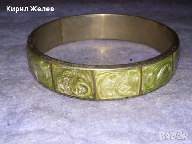 СТАРА ПОСРЕБРЕНА СТОМАНЕНА РЕТРО ГРИВНА ИНКРУСТИРАНА с РЪЧНО ШЛИФОВАН ЗЕЛЕН ЯСПИС 38319, снимка 11 - Антикварни и старинни предмети - 41148212