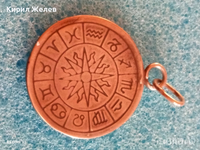 Сребърен медальон Зодиакален амулет подходящ аксесоар за ежедневието 12293, снимка 4 - Колиета, медальони, синджири - 53069084