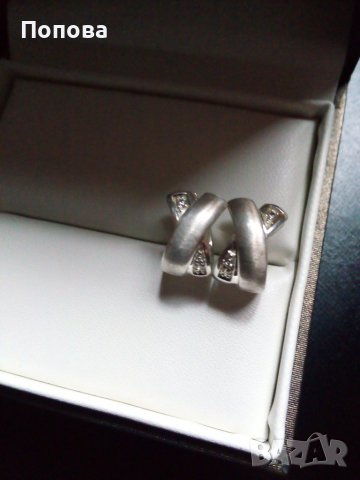 'Fossil 'оригинал сребърни обеци с циркони