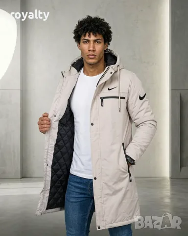 Nike Ново Мъжко Дълго Топло Зимно Яке с Качулка [С-2ХЛ Размер]