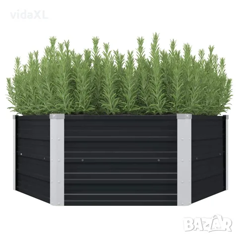 vidaXL Повдигната леха, антрацит, 129x129x45 см, поцинкована стомана