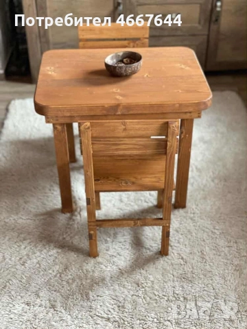 Дървена детска масичка с две столчета, снимка 2 - Градински мебели, декорация  - 52642997
