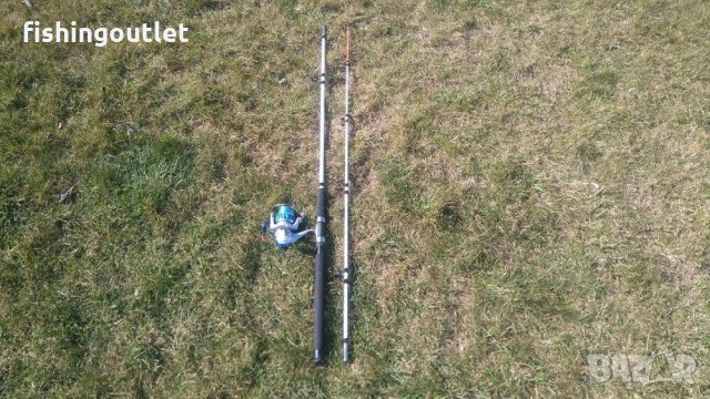 Плътна двуколенна въдица за сом и шаран с макара и влакно