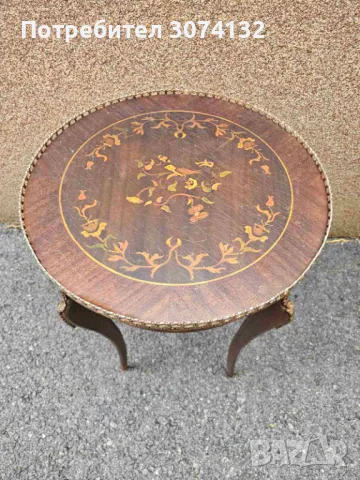 Ретро масичка с интарзия, снимка 3 - Маси - 49603146