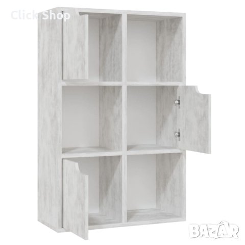 Етажерка за книги, бетонно сива, 60x27,5x88 см, ПДЧ, снимка 2 - Етажерки - 40305399