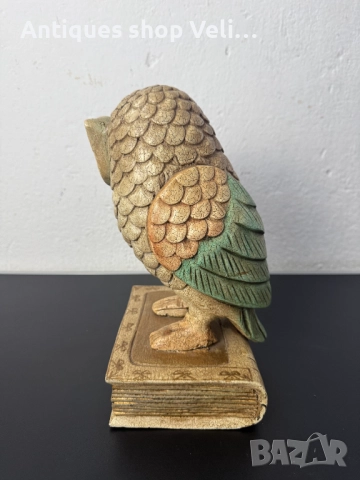 Дървена статуетка бухал върху книга №7430 , снимка 4 - Антикварни и старинни предмети - 51940487