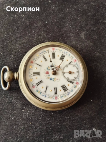 Швейцарски джобен часовник 1900г. с посребрени капаци - с ключе - ПЕРФЕКТЕН - ПРОМОЦИЯ, снимка 3 - Джобни - 48835833