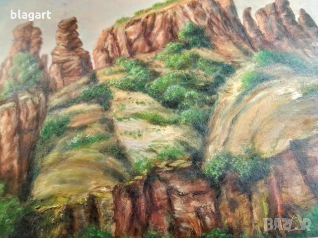 Стара картина "Белоградчишките скали"-1966г., снимка 3 - Антикварни и старинни предмети - 36026823