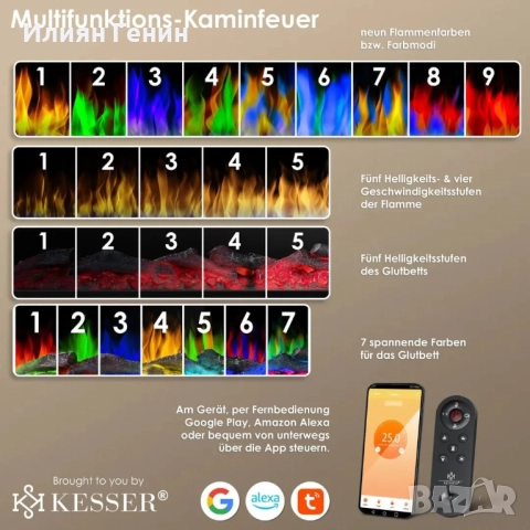 KESSER® електрическа камина 3D , снимка 4 - Отоплителни печки - 52357867