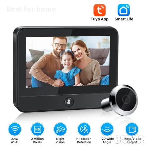 Видео WiFi шпионка IMODIX S50 WiFi, Tuya с подарък SD карта, снимка 2 - Комплекти за видеонаблюдение - 48550979