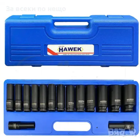 Комплект ударни вложки 1/2″ удължени 6-стенни (10 – 32 мм) 15 части HAWEK