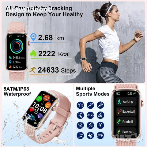 Смарт часовник Fempoin – 1,47" HD, 24 спортни режима, IP68, снимка 6 - Смарт часовници - 56078885