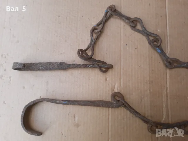 Стара верига за огнище от ковано желязо , здрава, снимка 4 - Антикварни и старинни предмети - 50327327