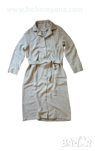 Конопена роба с колан и джобове, снимка 1