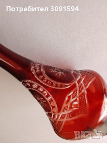 Кристална гарафа,Ваза цветен червен кристал, снимка 6 - Антикварни и старинни предмети - 42251736