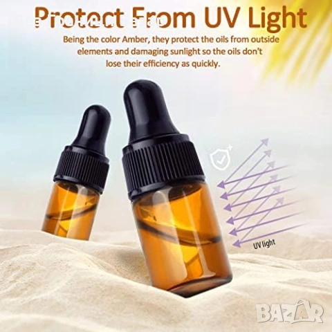Нови Стъклени флакони 1ml с капкомер – UV защита, плътно затваряне, 24 броя, снимка 6 - Други - 53364176