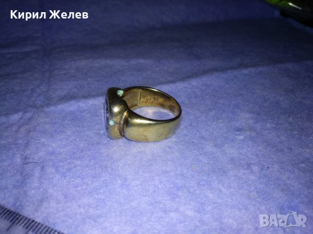 СТАР ПОЗЛАТЕН МЕДЕН СКЪПОЦЕНЕН РЯДЪК КУХ ПРЪСТЕН с ПЪЛНЕЖ от ЗЕЛЕНА ЕМАЙЛ-ПАСТА За КОЛЕКЦИЯ 19652, снимка 16 - Антикварни и старинни предмети - 39759914