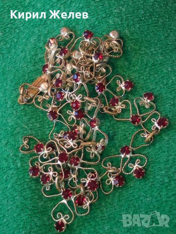 СТАРИННА БРОНЗОВА ПОСРЕБРЕНА АРТ НУВО ОГЪРЛИЦА с ФАСЕТИРАН ГРАНАТ РЪЧНА ФИЛИГРАННА ИЗРАБОТКА 38456, снимка 3 - Антикварни и старинни предмети - 41395958