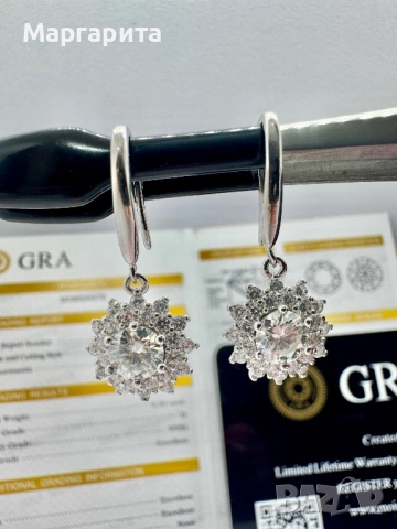 Сребърни обеци с мойсанит (диамант) 0.5 карата , снимка 6 - Обеци - 52260760