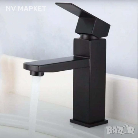 Смесител за мивка неръждаема стомана, керамичен патрон, едноръкохватков,  черен, снимка 3 - Смесители - 53837417