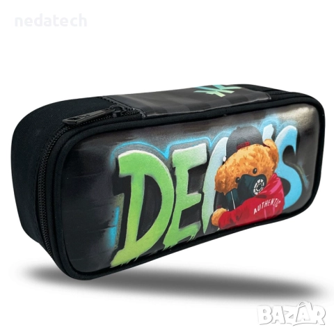 Несесер за училище Decks, Черен, 23x5x10см., снимка 3 - Ученически пособия, канцеларски материали - 51675603