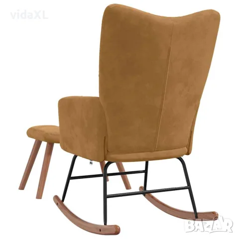 vidaXL Люлеещ се стол с табуретка, кафяв кадифе, снимка 9 - Столове - 56146918