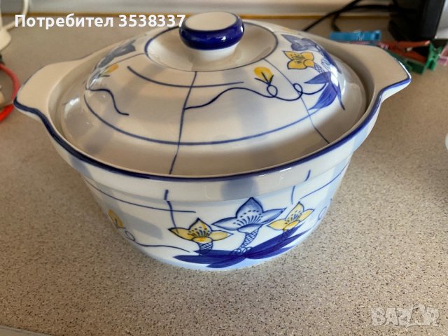 2 броя порцеланов съд/ тенджера за топло сервиране с капак, снимка 4 - Съдове за готвене - 39503461