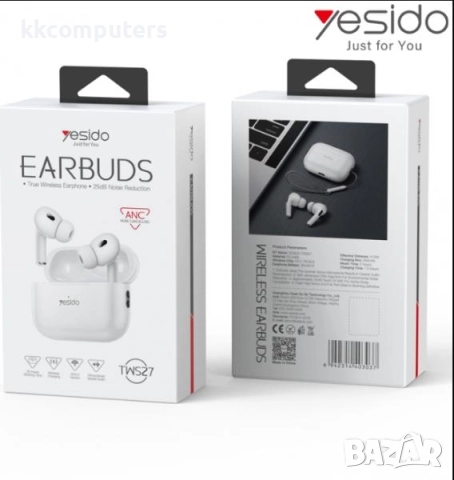 Bluetooth Handsfree Wireless Слушалки Yesido TWS27 + ANC /Бял/ Баркод : 2404195, снимка 2 - Безжични слушалки - 52885517