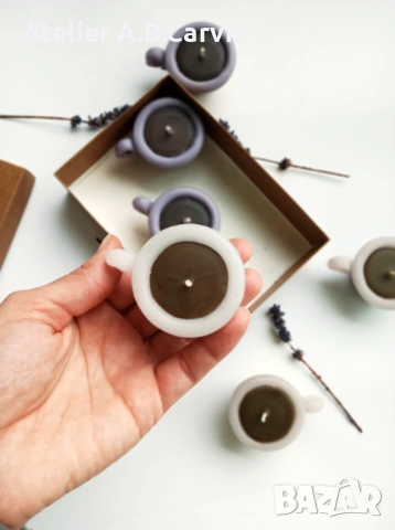 Ароматни чаени свещички чашки с кафе 6 бр, подарък за гости, снимка 3 - Декорация за дома - 53619585