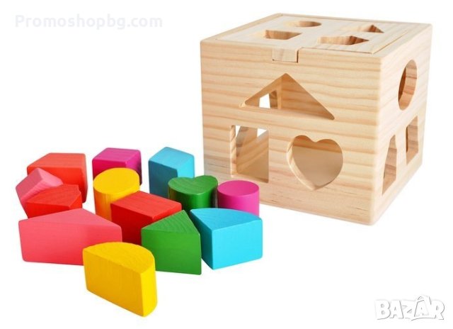 Образователен Детски дървен сортер куб