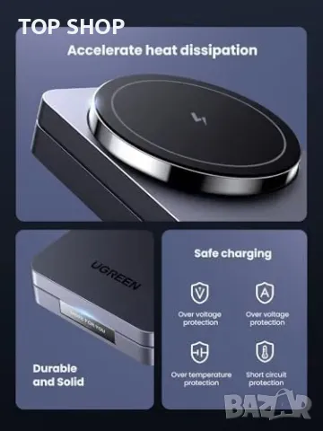 Ново UGREEN 15W безжично зарядно Qi стойка станция за iPhone и AirPods, снимка 8 - Аксесоари за Apple - 49249311