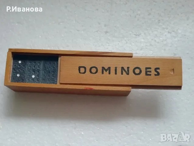 Старо домино в дървена кутия с капак, настолна игра, снимка 2 - Домино - 50067147
