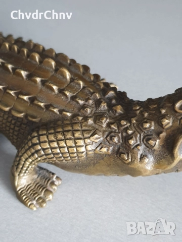 25см-3кг стара китайска статуетка/бронзова скулптура/малка фигура на крокодил-алигатор, снимка 10 - Статуетки - 52905730