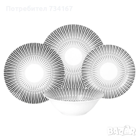 Комплект чинии 24 части с геометричен дизайн – Елегантност за всяка трапеза, снимка 5 - Сервизи - 53287550