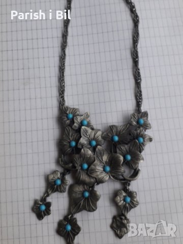 Посребрена фешън Арт огърлица,колие,медальон ,стилни бутикови бижута,комплект, снимка 8 - Колиета, медальони, синджири - 40284416