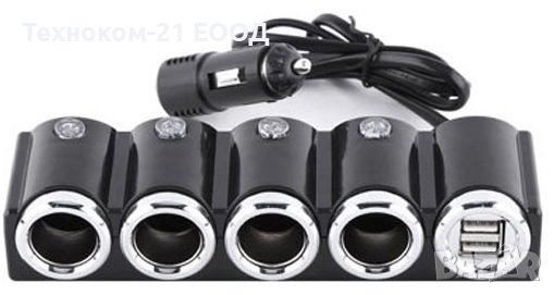 Разклонител за запалка на кола с 4 гнезда и 2 USB, снимка 2 - Аксесоари и консумативи - 40012126